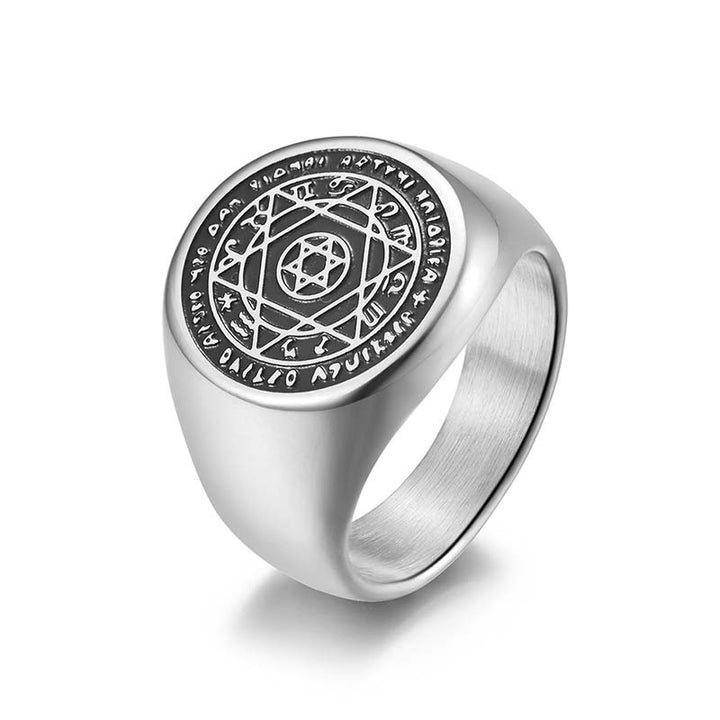 Bague de protection étoile de David avec les 12 constellations du zodiaque de Buddha Stones