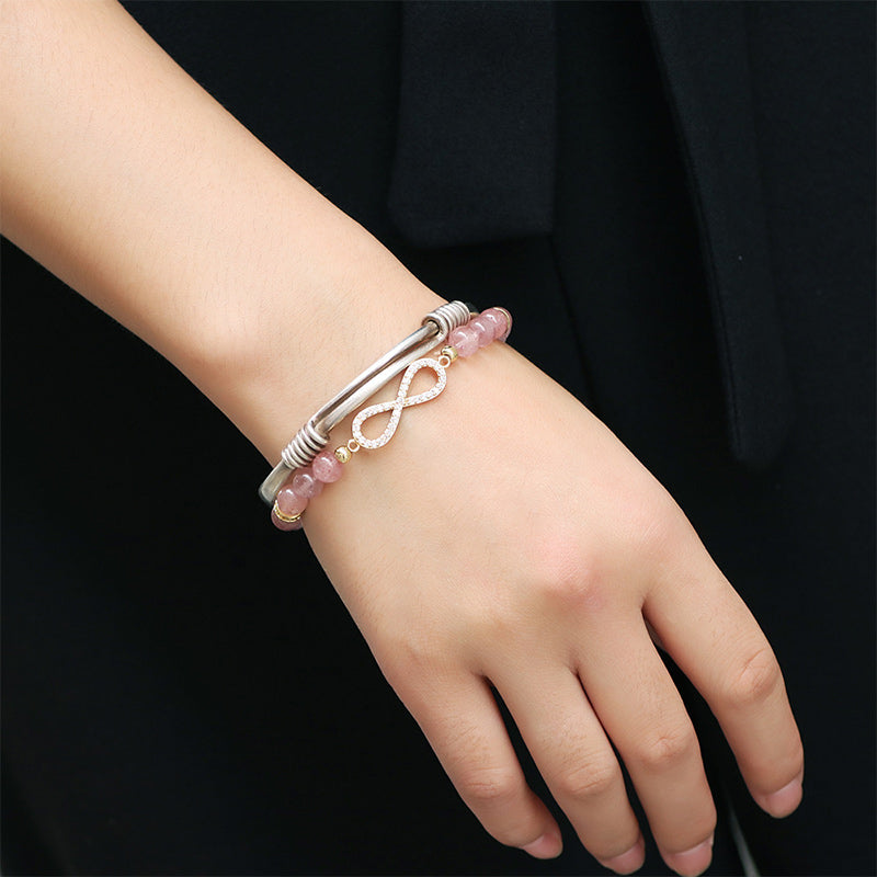 Bracelet de guérison positive en quartz fraise naturel Buddha Stones