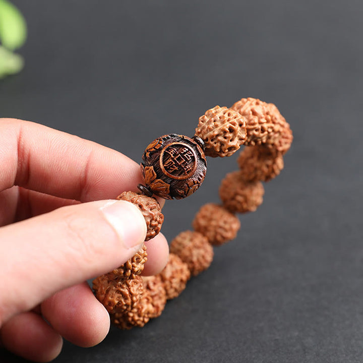 Bracelet porte-bonheur en cuivre Buddha Stones tibétaines Rudraksha Bodhi Seed PiXiu