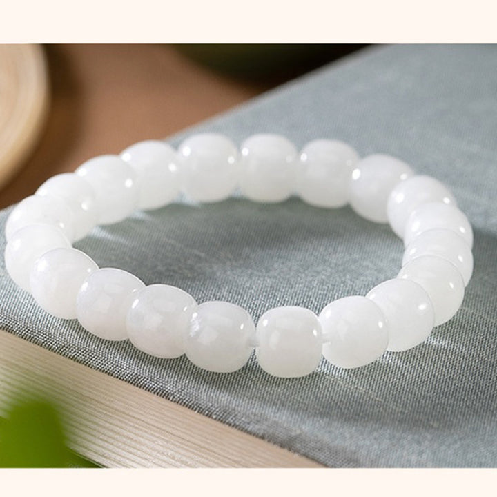 Bracelet de bénédiction du bonheur en jade blanc Hetian Buddha Stones - image 6