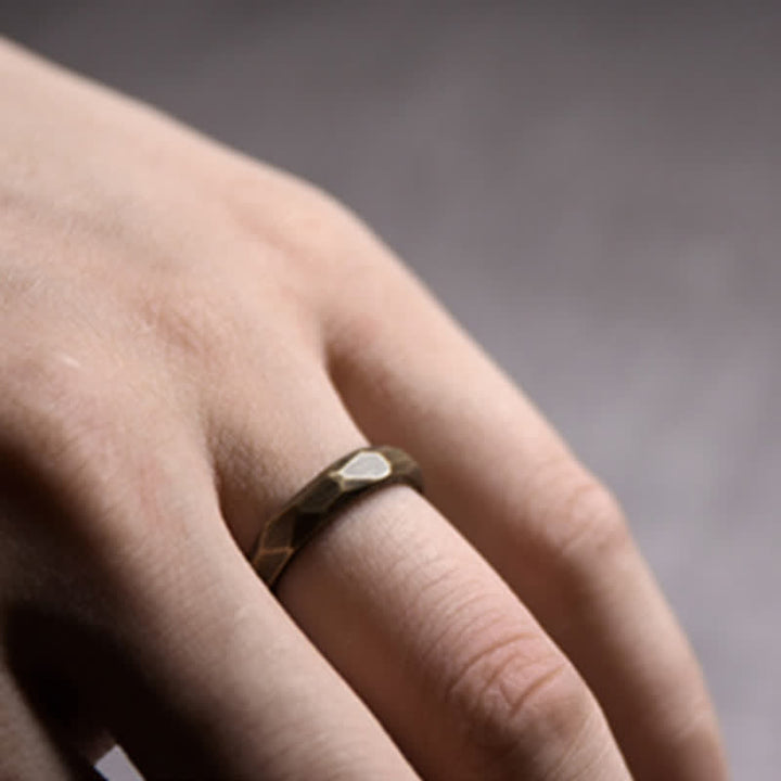 Bague de richesse en cuivre au design simple et tibétain avec Buddha Stones - image 4