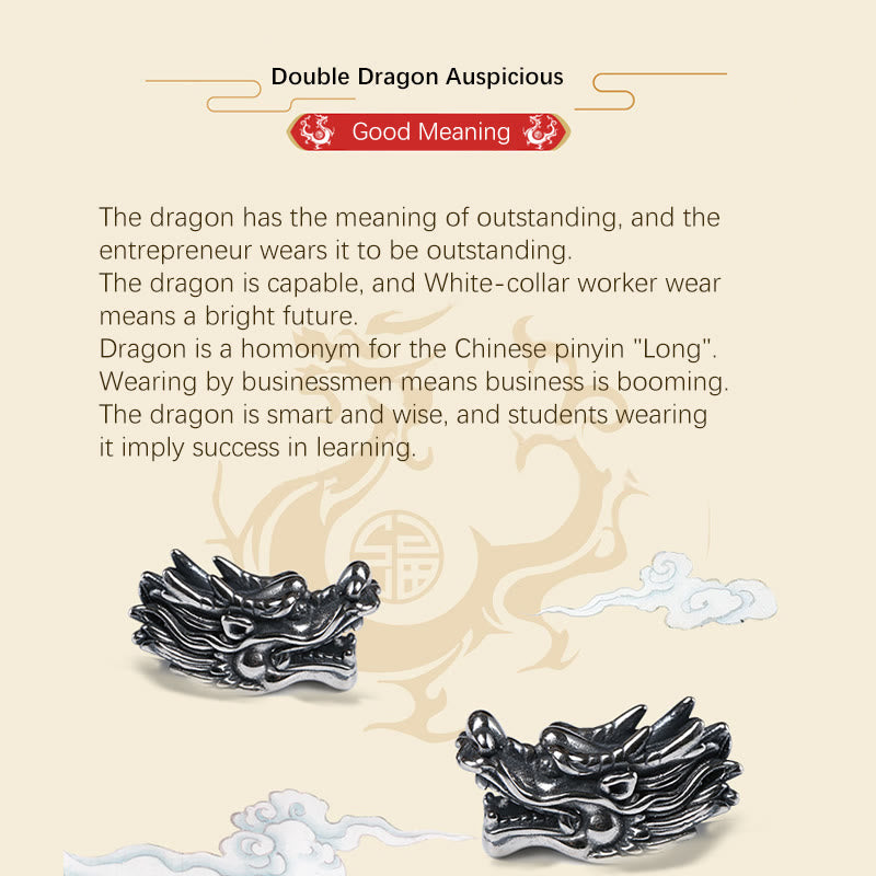 Bracelet tressé fait main en argent sterling 999 avec double dragon porte-bonheur de Buddha Stones