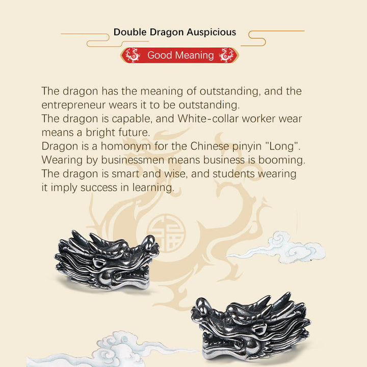 Bracelet tressé fait main en argent sterling 999 avec double dragon porte-bonheur de Buddha Stones