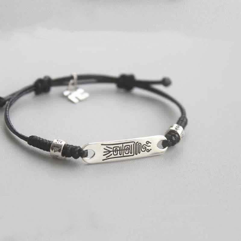 Bracelet tressé en argent sterling 925 Buddha Stones et ficelle rouge