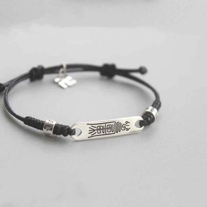 Bracelet tressé en argent sterling 925 Buddha Stones et ficelle rouge