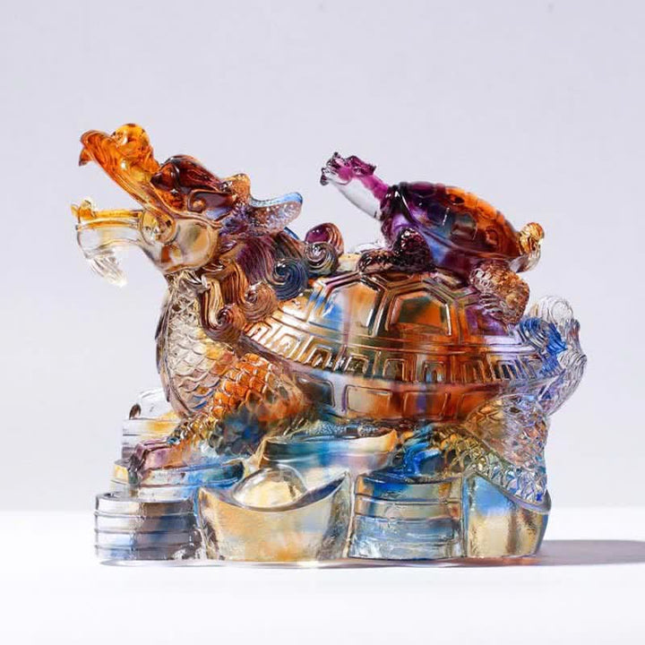 Tortues dragon Feng Shui, pièce d'art en cristal Liuli faite à la main, protection, décoration de maison et de bureau