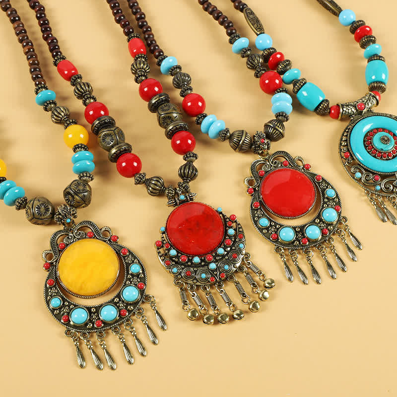 Accessoires pour cheveux avec pompons en perles rétro tibétaines - image 1