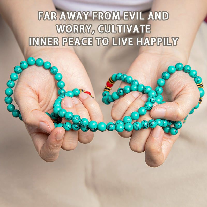 Bracelet Mala de guérison Buddha Stones de Bouddha turquoise