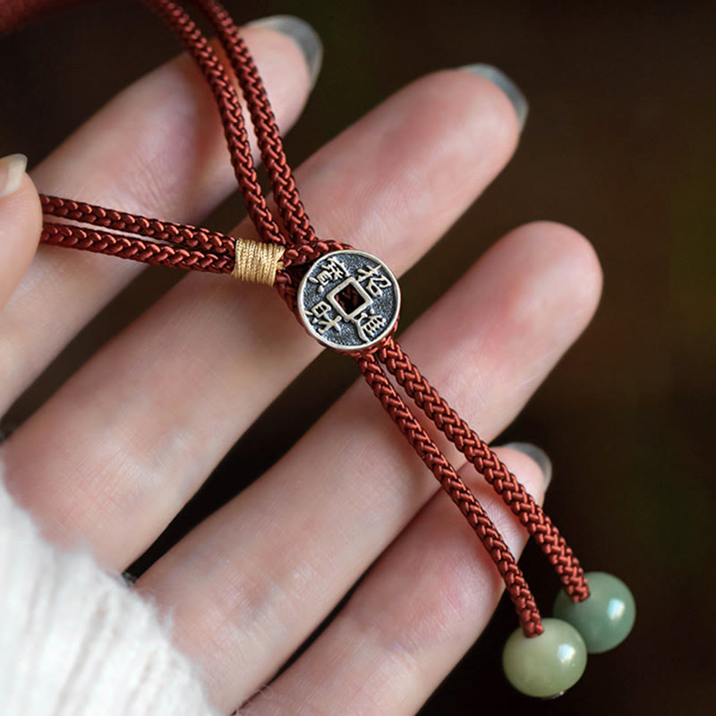 Bracelet tressé en argent sterling 925 fait à la main avec Buddha Stones et symbole du zodiaque chinois, Bouddha cyan Bodhi Seed Protection