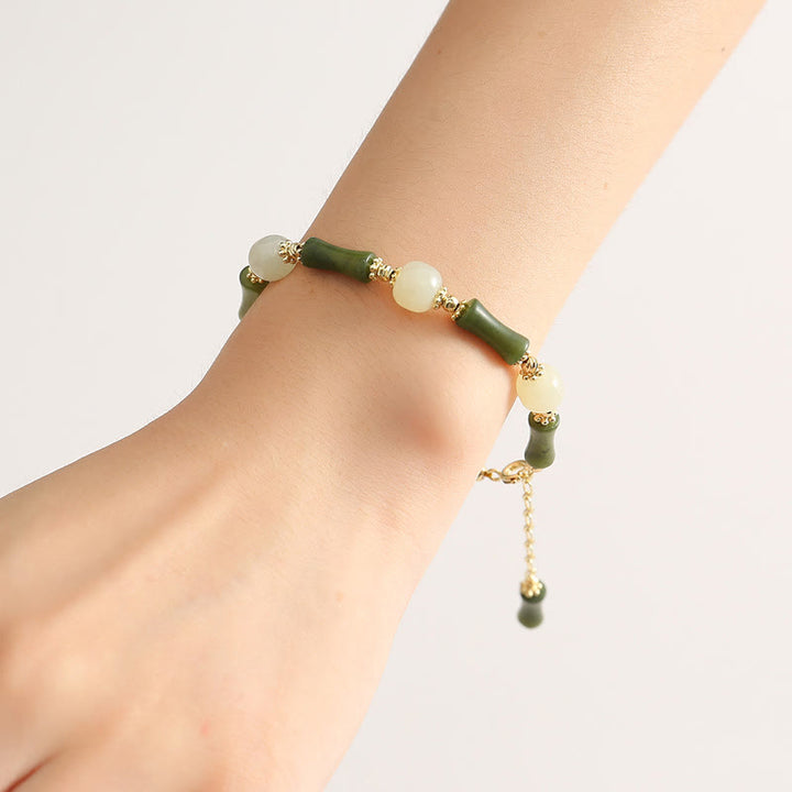 Bracelet chaîne porte-bonheur en bambou avec Buddha Stones