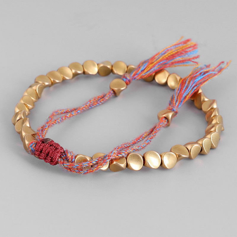 Bracelet porte-bonheur tibétain en perles de cuivre et Buddha Stones - image 3