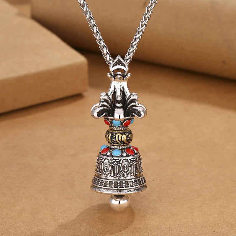 Collier pendentif en Buddha Stones tibétain Om Mani Padme Hum Dorje Vajra, cloche de force - image 2