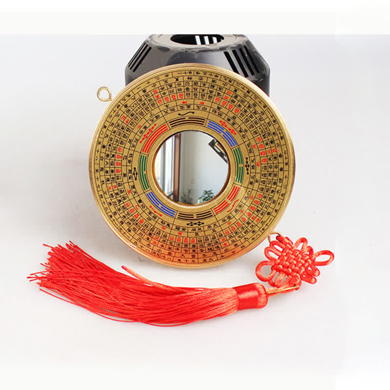Carte Feng Shui Bagua Pièce de cuivre Nœud chinois Carte énergétique d'équilibre - 12 cm - Carte de Bagua - Miroir convexe - image 5