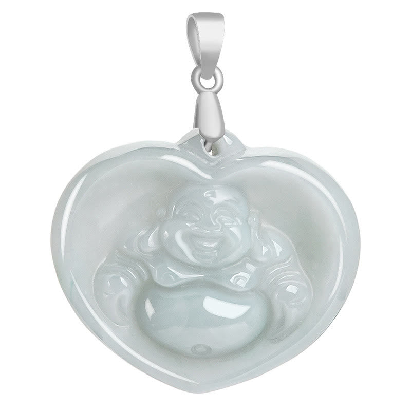 Buddha Stones pendentif porte-bonheur en jade blanc Bouddha rieur en argent sterling 925 - image 10