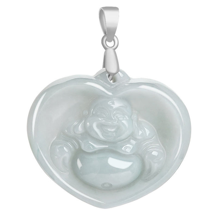 Buddha Stones pendentif porte-bonheur en jade blanc Bouddha rieur en argent sterling 925 - image 10