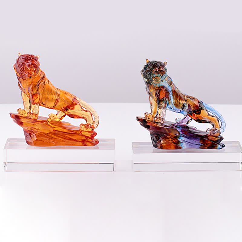 Pièce d'art en cristal de tigre Liuli faite à la main, protection de la décoration de la maison - image 21