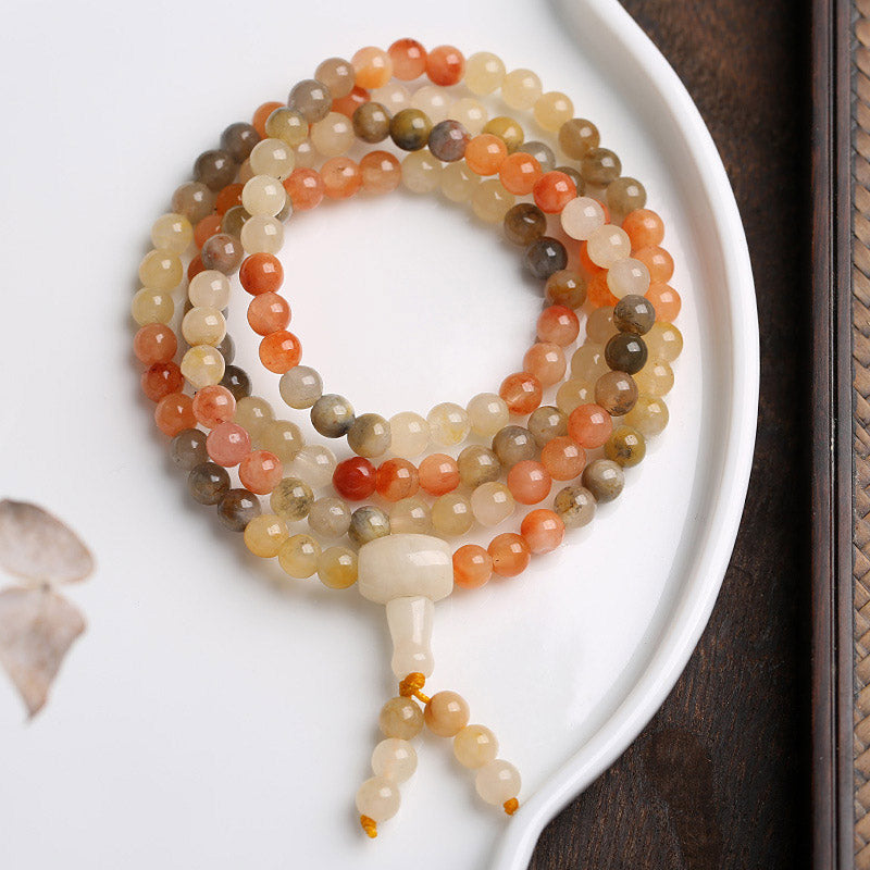 Bracelet Mala de protection en agate rouge naturelle de 108 Buddha Stones
