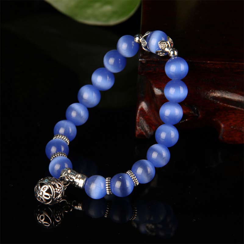 Bracelet porte-bonheur tibétain œil de chat Buddha Stones