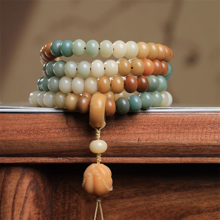 Bracelet de paix gravé à la main Buddha Stones 108 perles Mala dégradées Bodhi Seed Bouddha - Graine de Bodhi (Sagesse ♥ Réveillez-vous) - image 1
