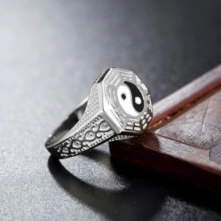 Bague porte-bonheur en cuivre avec symbole Yin Yang