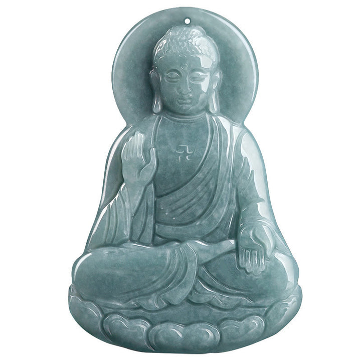 Collier pendentif en Buddha Stones Amitabha en jade naturel avec amulette de lotus et chaîne de compassion - image 10