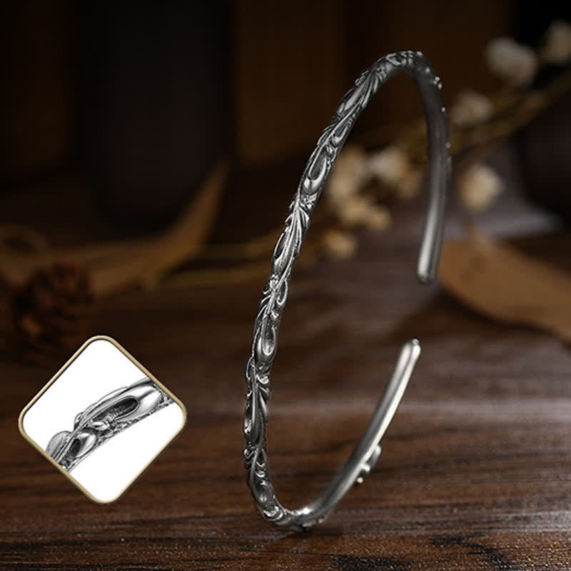 Bracelet de protection gravé à la main en argent sterling 925 Buddha Stones