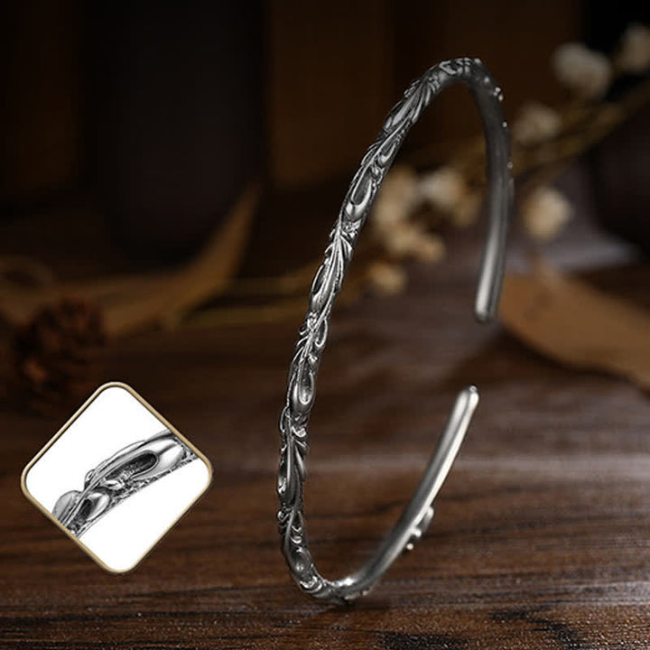 Bracelet de protection gravé à la main en argent sterling 925 Buddha Stones