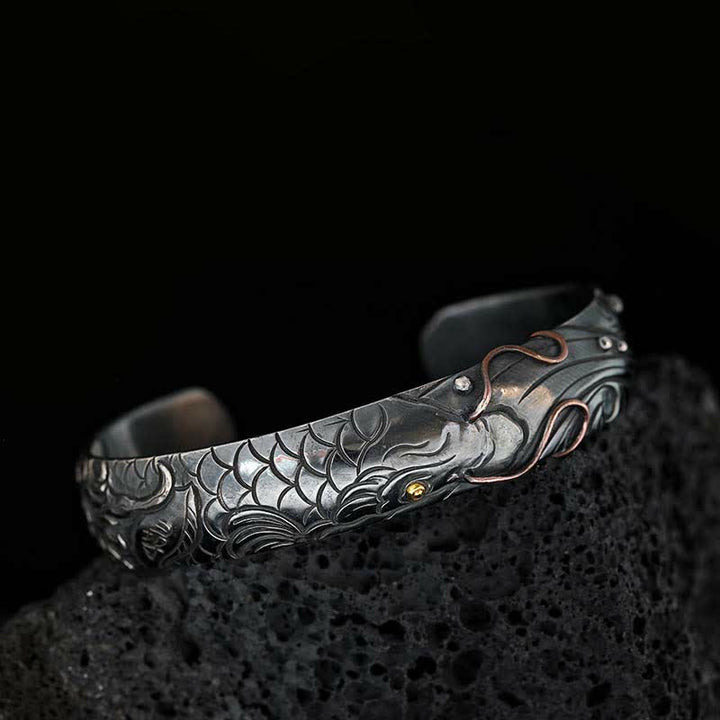Bracelet en argent sterling 999 et or 990 avec Buddha Stones, poisson koï, porte-bonheur, richesse, succès