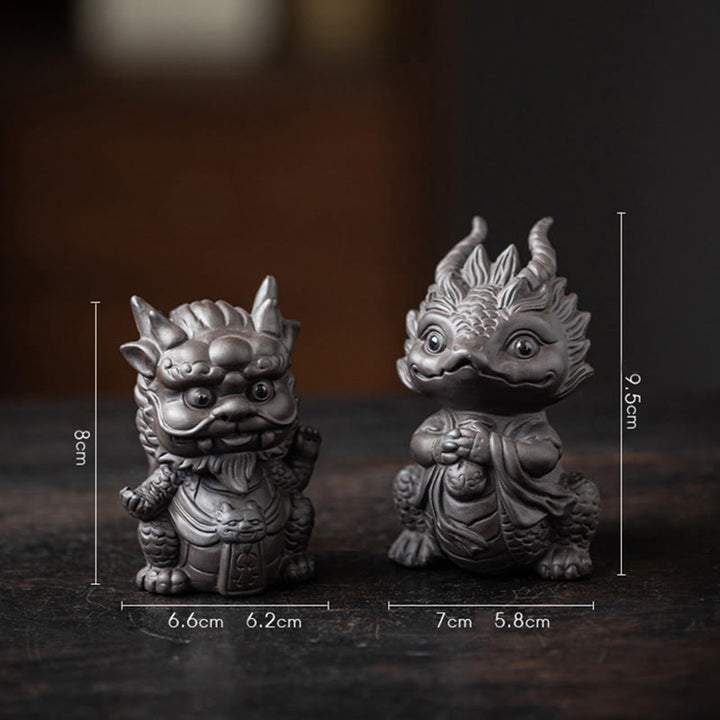 Figurine en argile violette Buddha Stones bonheur et une richesse - Roi Dragon + Fille Dragon (Un couple de Noirs) - image 20