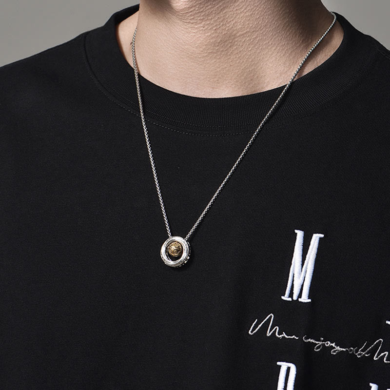 Collier pendentif porte-bonheur en cuivre avec perles Mobius et Buddha Stones