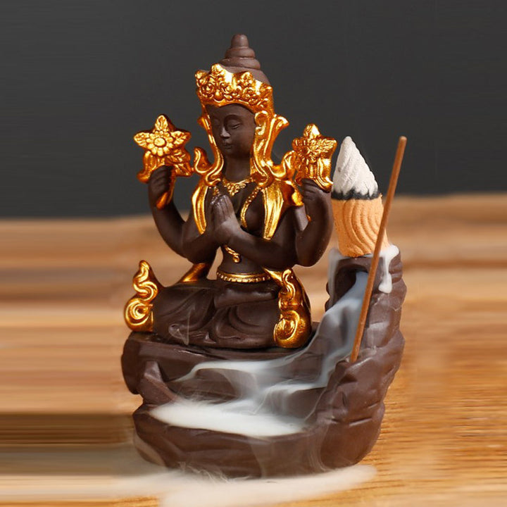 Buddha Stones Brûleur d'encens de guérison tibétain Bouddha Décoration