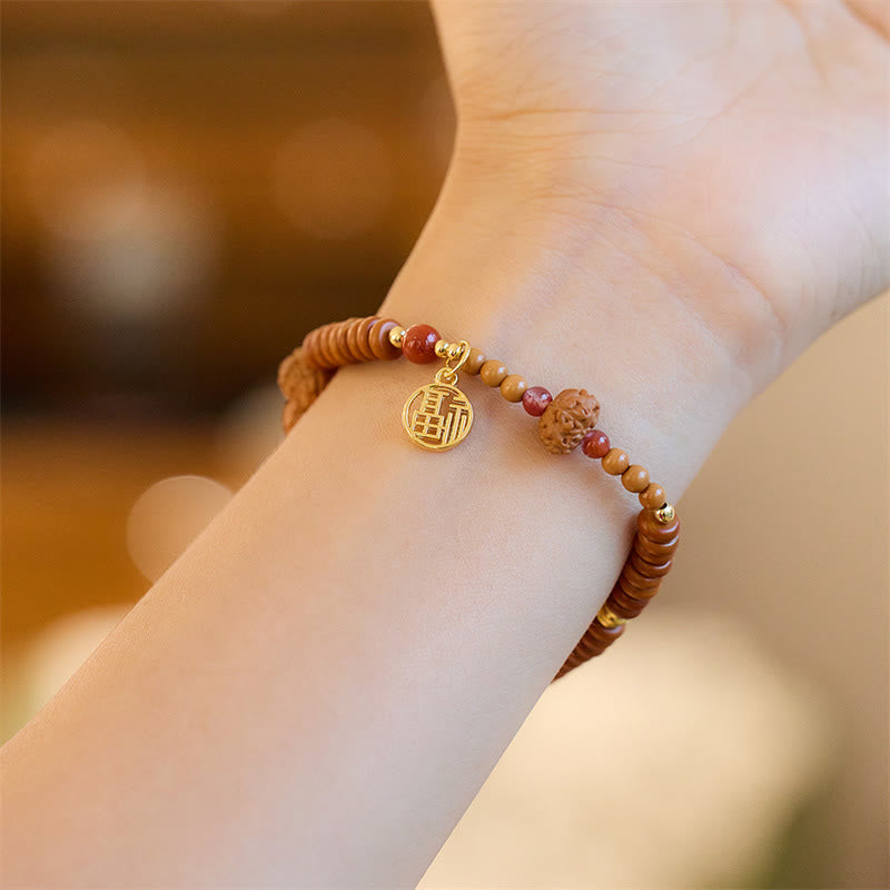 Bracelet de richesse en Buddha Stones tibétaines Bodhi Seed Onyx noir Quartz fumé Om Mani Padme Hum Fu