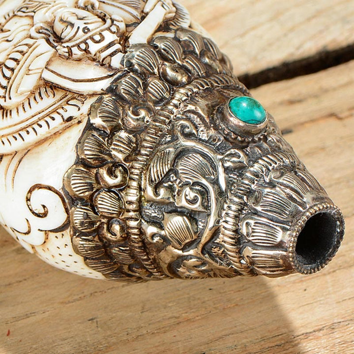 Coquillage de Bouddha Shankha gravé à la main tibétain, décoration positive de richesse - image 6