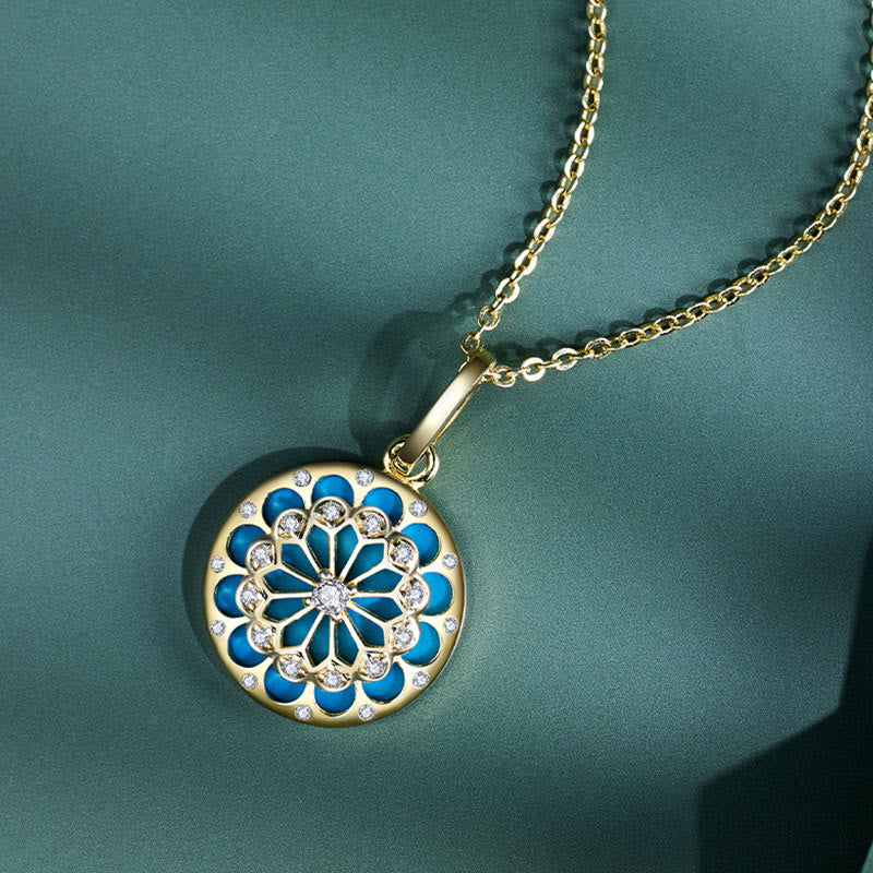Collier pendentif en argent sterling 925 Buddha Stones et zircon rond turquoise