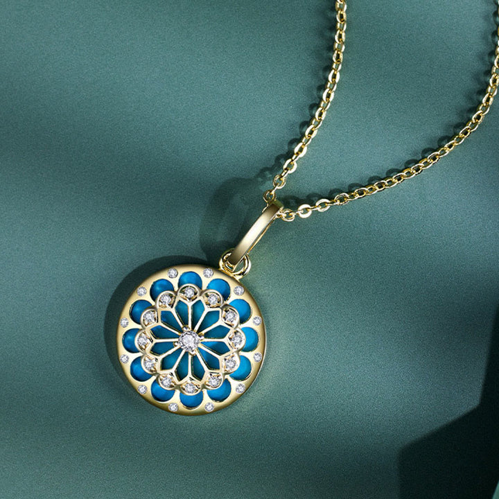Collier pendentif en argent sterling 925 Buddha Stones et zircon rond turquoise