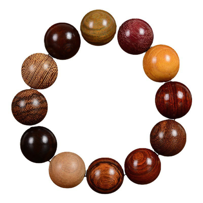 Bracelet de guérison et de protection en bois de santal multicolore Buddha Stones