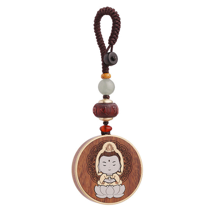 Porte-clés de voiture en bois d'ébène, Buddha Stones , bois de rose, Avalokitesvara Om Mani Padme Hum, décoration