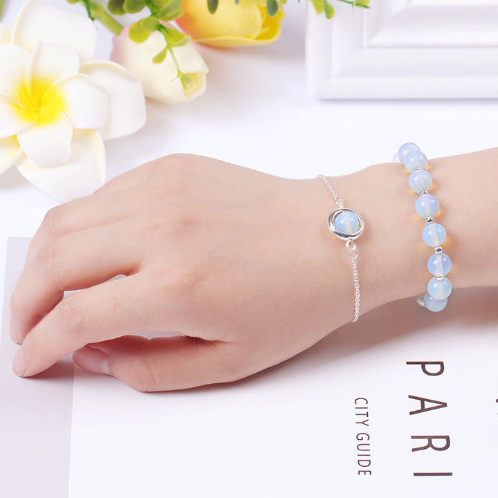 Bracelet positif en cristal de quartz fraise et pierre de soleil Buddha Stones
