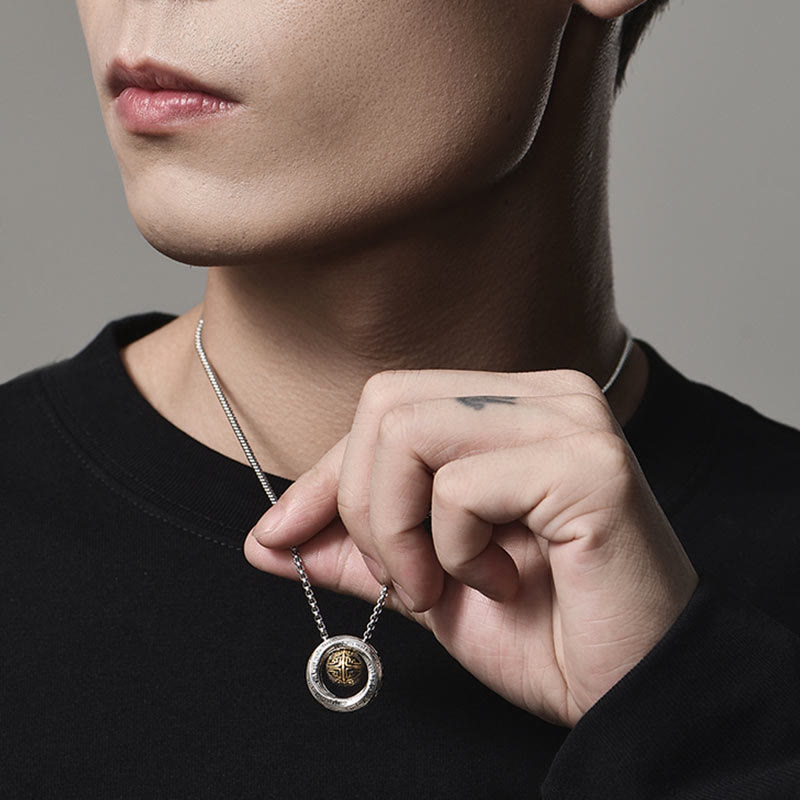 Collier pendentif porte-bonheur en cuivre avec perles Mobius et Buddha Stones