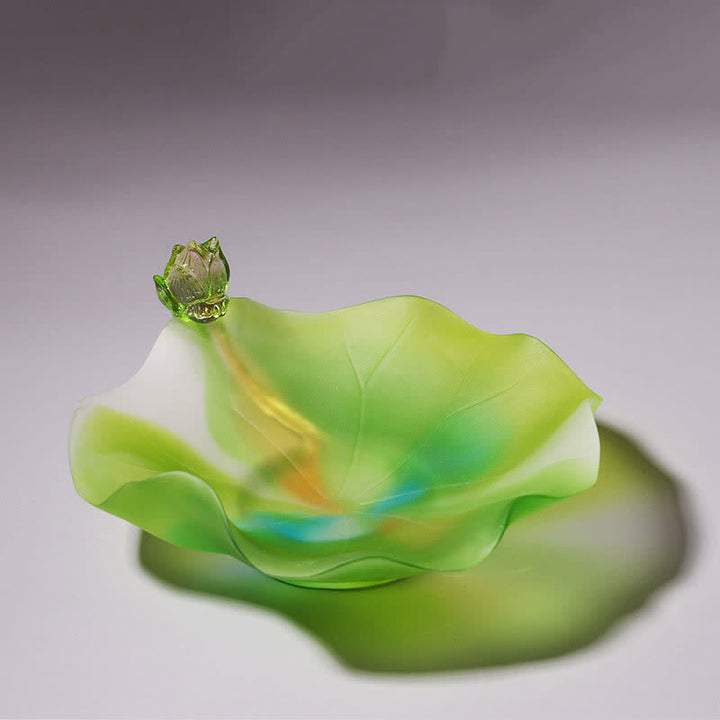 Pièce d'art en cristal Liuli faite à la main en forme de lotus Feng Shui pour la maison ou le bureau