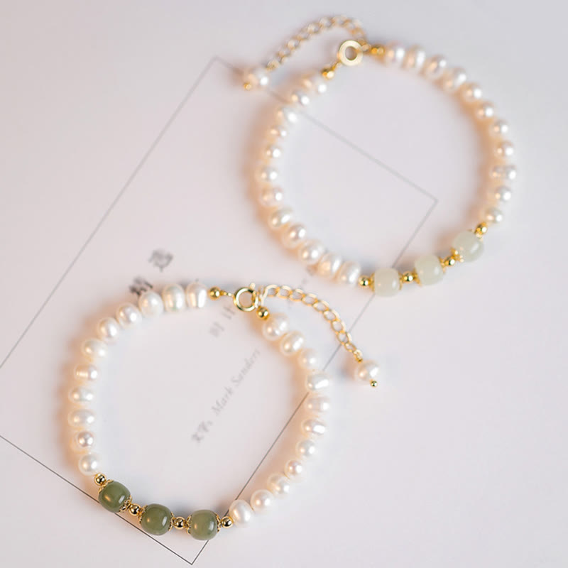 Bracelet chaîne en perles de sincérité en jade blanc cyan Hetian plaqué or 14 carats