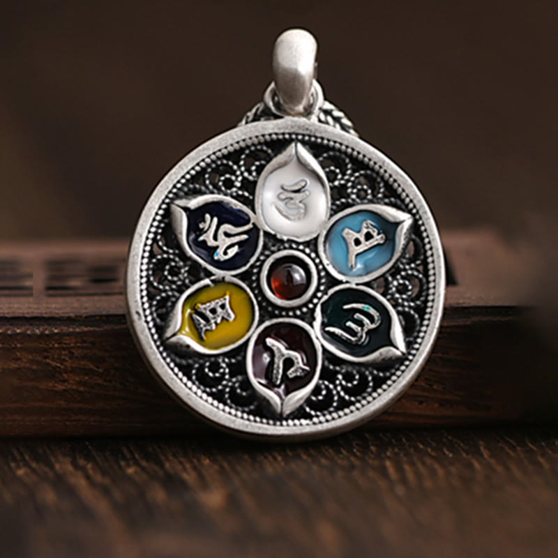 Buddha Stones tibétaines Om Mani Padme Hum pureté collier pendentif - image 1