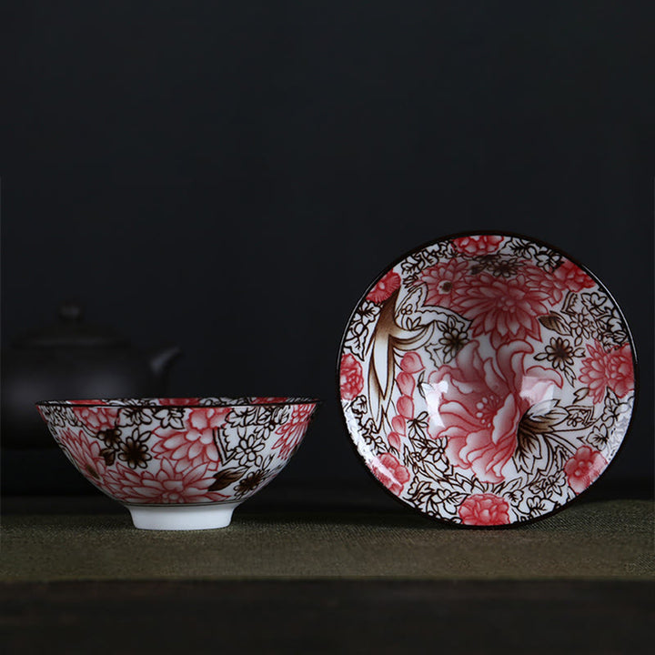 Buddha Stones Fleurs Fu Caractère Montagnes Lotus Fleurs de cerisier Tasse à thé en céramique Tasse à thé Kung Fu