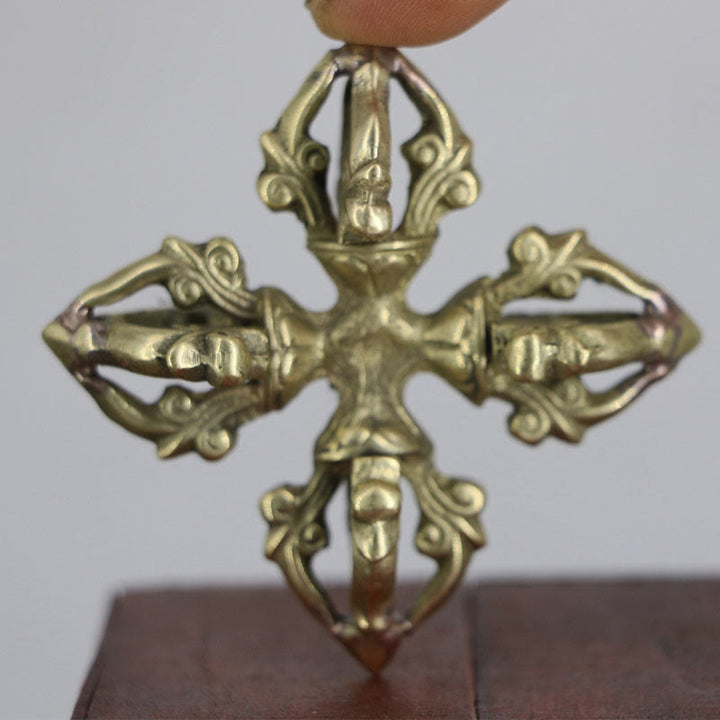 Vajra double Dorje à 5 griffes en cuivre fait main au Népal