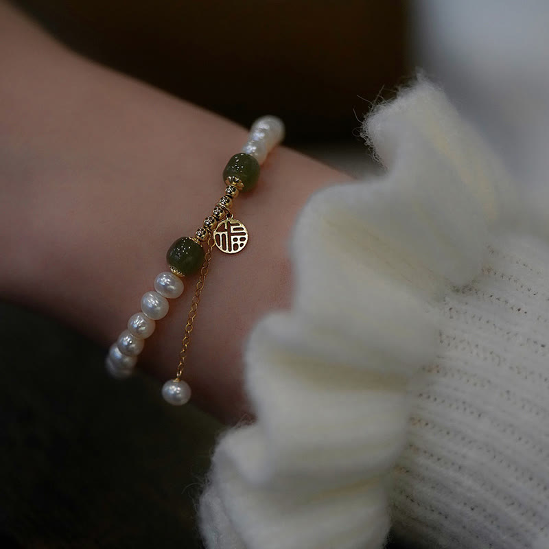 Bracelet de perles de sagesse et de bonheur en jade Hetian naturel
