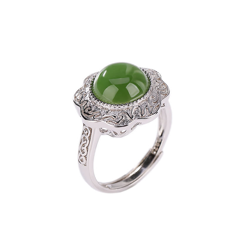 Bague ajustable en argent sterling 925 Buddha Stones et jade cyan Hetian - image 5