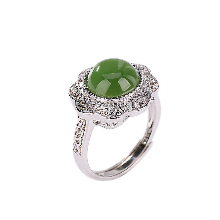 Bague ajustable en argent sterling 925 Buddha Stones et jade cyan Hetian - image 5