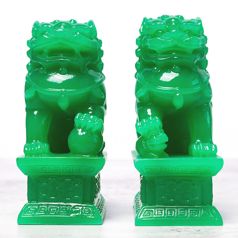 Paire de statues de lion gardien Fu Foo Dogs Wealth Prosperity Décoration de la maison - image 3