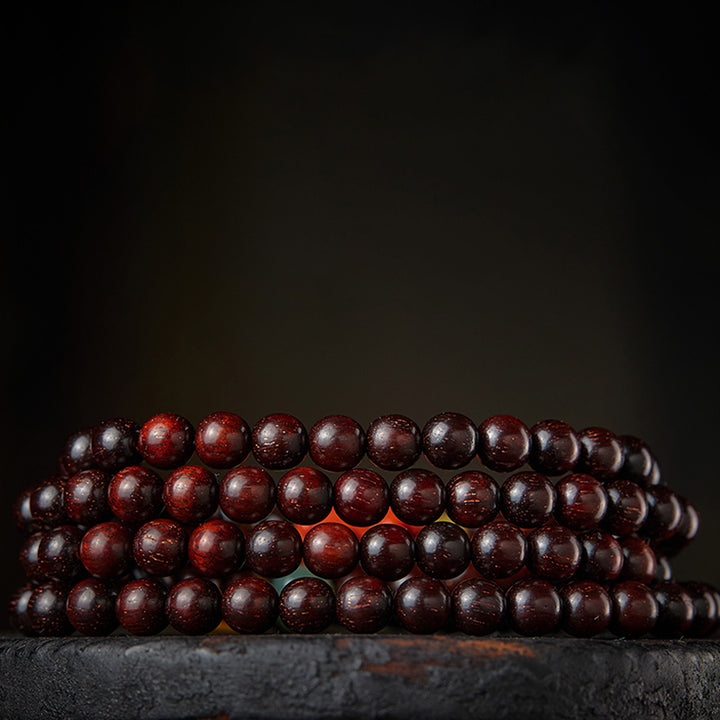 Buddha Stones Zodiaque chinois Bouddha natal 108 perles Mala Petite feuille Bois de santal rouge Agate rouge Bracelet de protection PiXiu