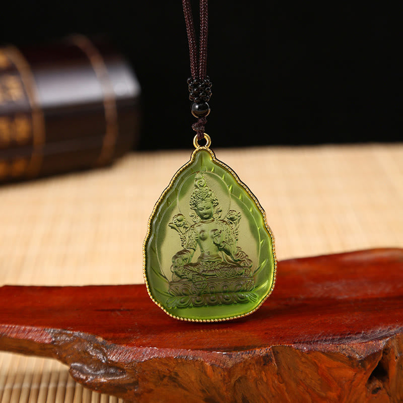 Collier avec pendentif en cristal de sérénité du Bouddha tibétain Liuli - Bouddha vert - image 8